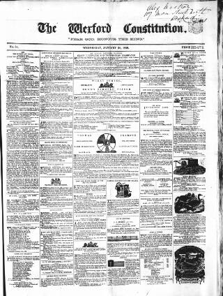 cover page of Wexford Constitution published on January 26, 1859