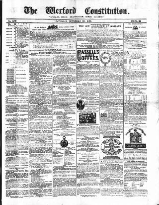 cover page of Wexford Constitution published on November 23, 1872