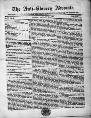 cover page of Anti-Slavery Advocate published on January 2, 1860