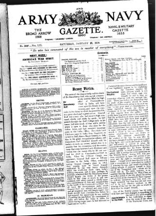 cover page of Army and Navy Gazette published on January 26, 1918