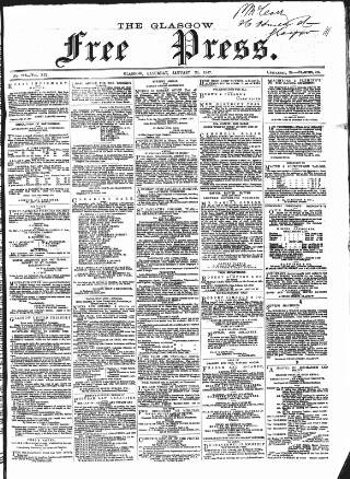 cover page of Glasgow Free Press published on January 26, 1867