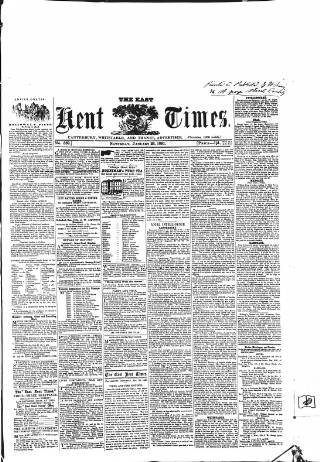 cover page of East Kent Times published on January 26, 1861