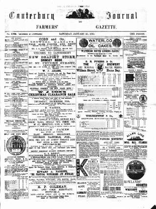 cover page of Canterbury Journal published on January 26, 1889