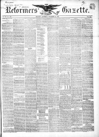 cover page of Glasgow Gazette published on November 23, 1850