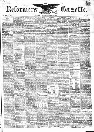 cover page of Glasgow Gazette published on December 25, 1852