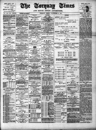 cover page of Torquay Times, and South Devon Advertiser published on November 23, 1900