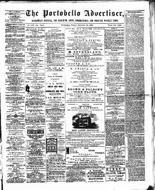 cover page of Portobello Advertiser published on November 23, 1888