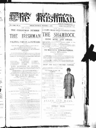 cover page of The Irishman published on December 25, 1880