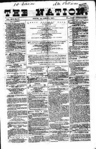 cover page of Dublin Weekly Nation published on January 26, 1867