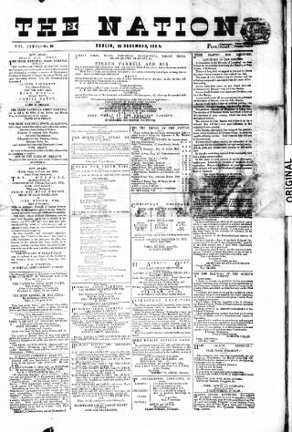 cover page of Dublin Weekly Nation published on December 25, 1869