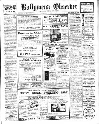 cover page of Ballymena Observer published on January 26, 1940