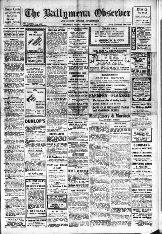 cover page of Ballymena Observer published on December 25, 1942