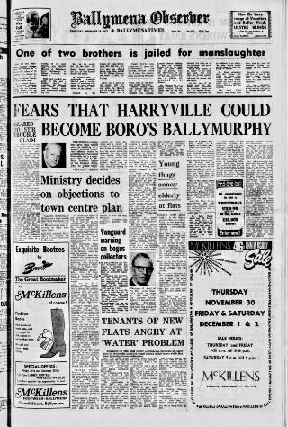 cover page of Ballymena Observer published on November 23, 1972