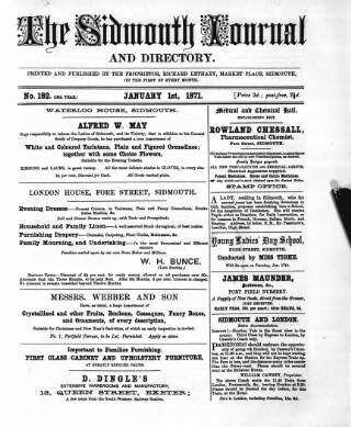 cover page of Sidmouth Journal and Directory published on January 1, 1871