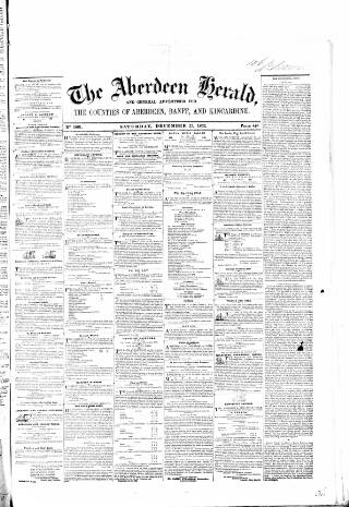 cover page of Aberdeen Herald published on December 25, 1852