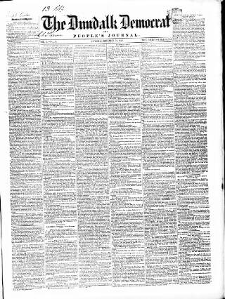 cover page of Dundalk Democrat, and People's Journal published on November 23, 1850