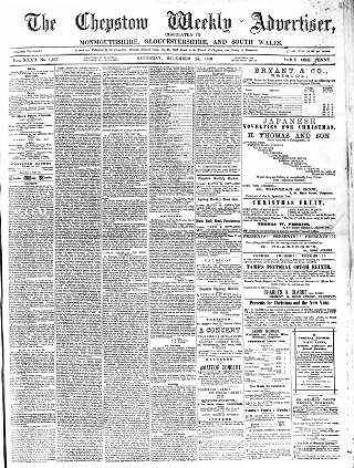 cover page of Chepstow Weekly Advertiser published on December 25, 1886