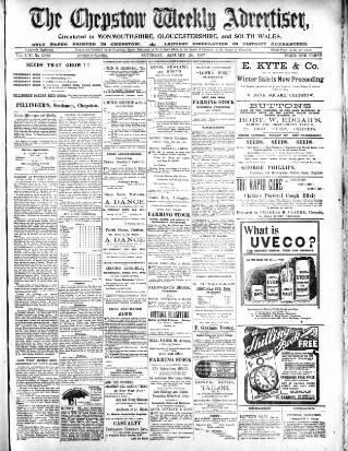 cover page of Chepstow Weekly Advertiser published on January 26, 1907