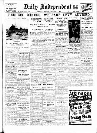 cover page of Sheffield Independent published on January 26, 1933