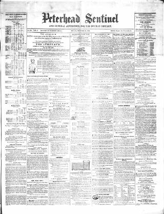 cover page of Peterhead Sentinel and General Advertiser for Buchan District published on December 25, 1863