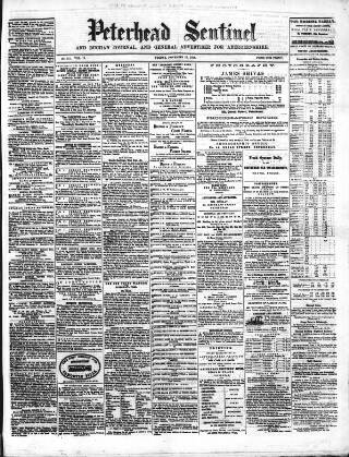 cover page of Peterhead Sentinel and General Advertiser for Buchan District published on November 23, 1866