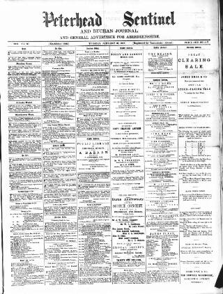 cover page of Peterhead Sentinel and General Advertiser for Buchan District published on January 26, 1892