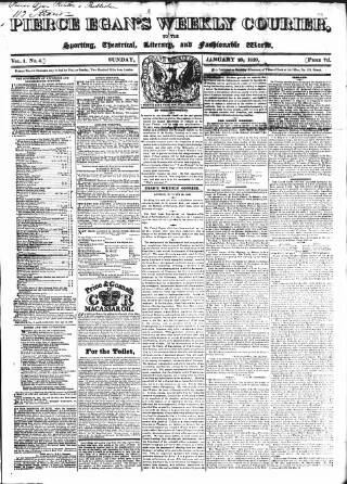 cover page of Pierce Egan's Weekly Courier published on January 25, 1829