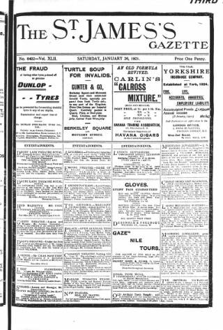 cover page of St James's Gazette published on January 26, 1901