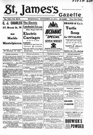 cover page of St James's Gazette published on November 23, 1904