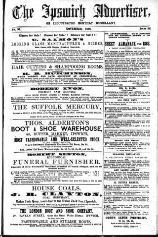 cover page of Ipswich Advertiser, or, Illustrated Monthly Miscellany published on November 1, 1862