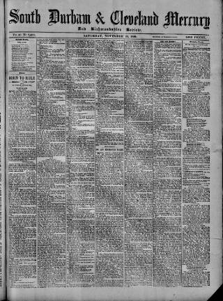 cover page of South Durham & Cleveland Mercury published on November 23, 1889