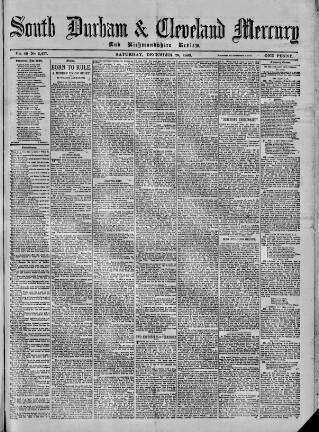 cover page of South Durham & Cleveland Mercury published on December 28, 1889