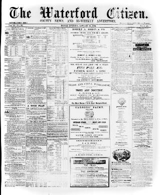 cover page of Waterford Citizen published on January 16, 1885