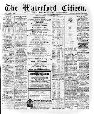 cover page of Waterford Citizen published on December 24, 1885