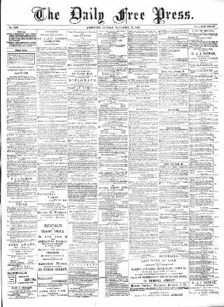 cover page of Aberdeen Free Press published on November 23, 1885