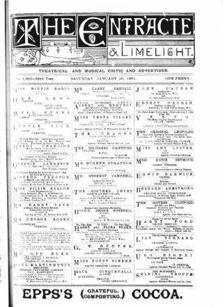 cover page of London and Provincial Entr'acte published on January 26, 1901