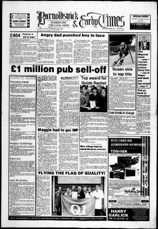 cover page of Barnoldswick & Earby Times published on November 23, 1990