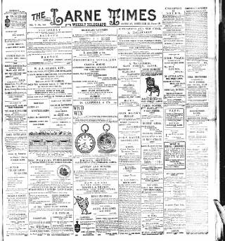 cover page of Larne Times published on December 25, 1897