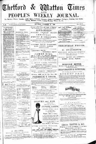 cover page of Thetford & Watton Times published on December 25, 1880