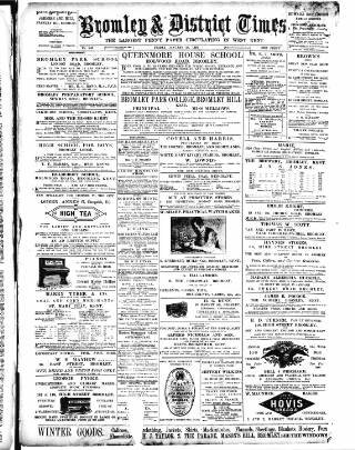 cover page of Bromley & District Times published on January 26, 1894