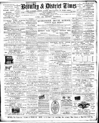 cover page of Bromley & District Times published on November 23, 1894