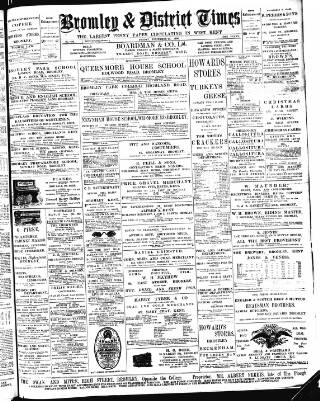 cover page of Bromley & District Times published on December 25, 1896