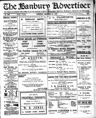 cover page of Banbury Advertiser published on December 25, 1919