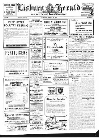 cover page of Lisburn Herald and Antrim and Down Advertiser published on January 26, 1952