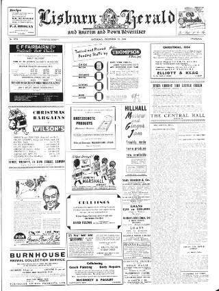 cover page of Lisburn Herald and Antrim and Down Advertiser published on December 25, 1954