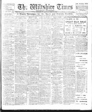 cover page of Wiltshire Times and Trowbridge Advertiser published on November 23, 1907