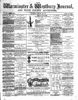 cover page of Warminster & Westbury journal, and Wilts County Advertiser published on January 26, 1884