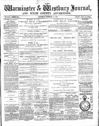 cover page of Warminster & Westbury journal, and Wilts County Advertiser published on December 25, 1886