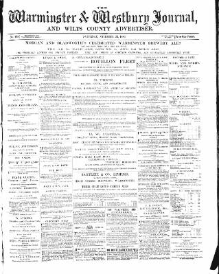 cover page of Warminster & Westbury journal, and Wilts County Advertiser published on November 23, 1889