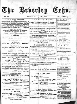 cover page of Beverley Echo published on January 26, 1886